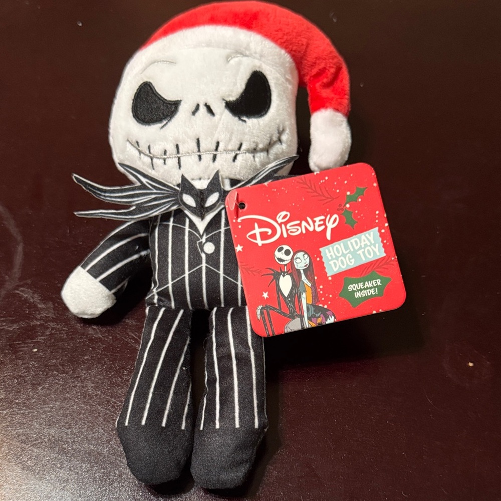Disney Skeleton Dog Toy with Red Santa Hat